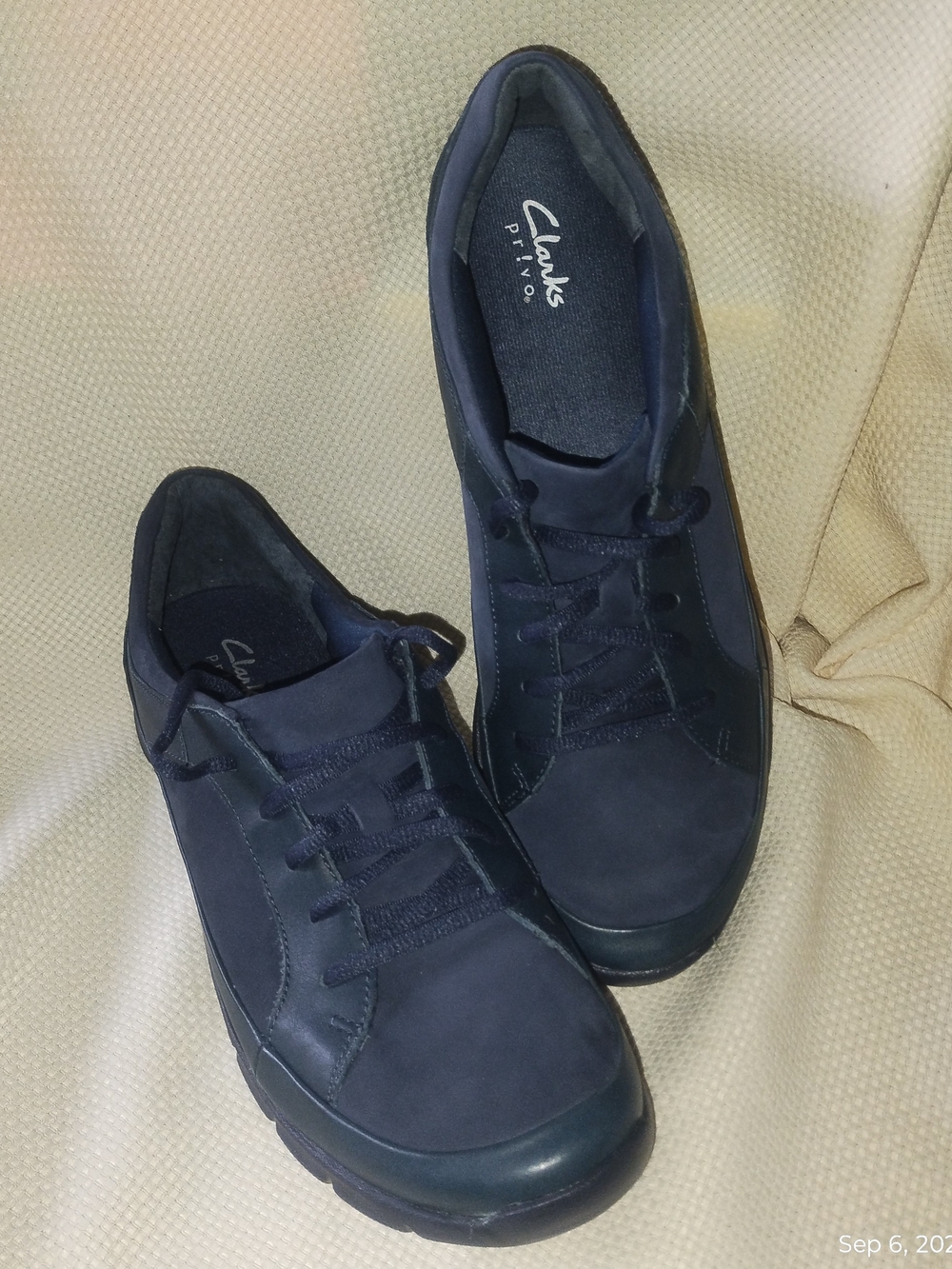 Clarks PRIVO Discontinued Navy Leather Lace Up Comfort Shoes NWOT